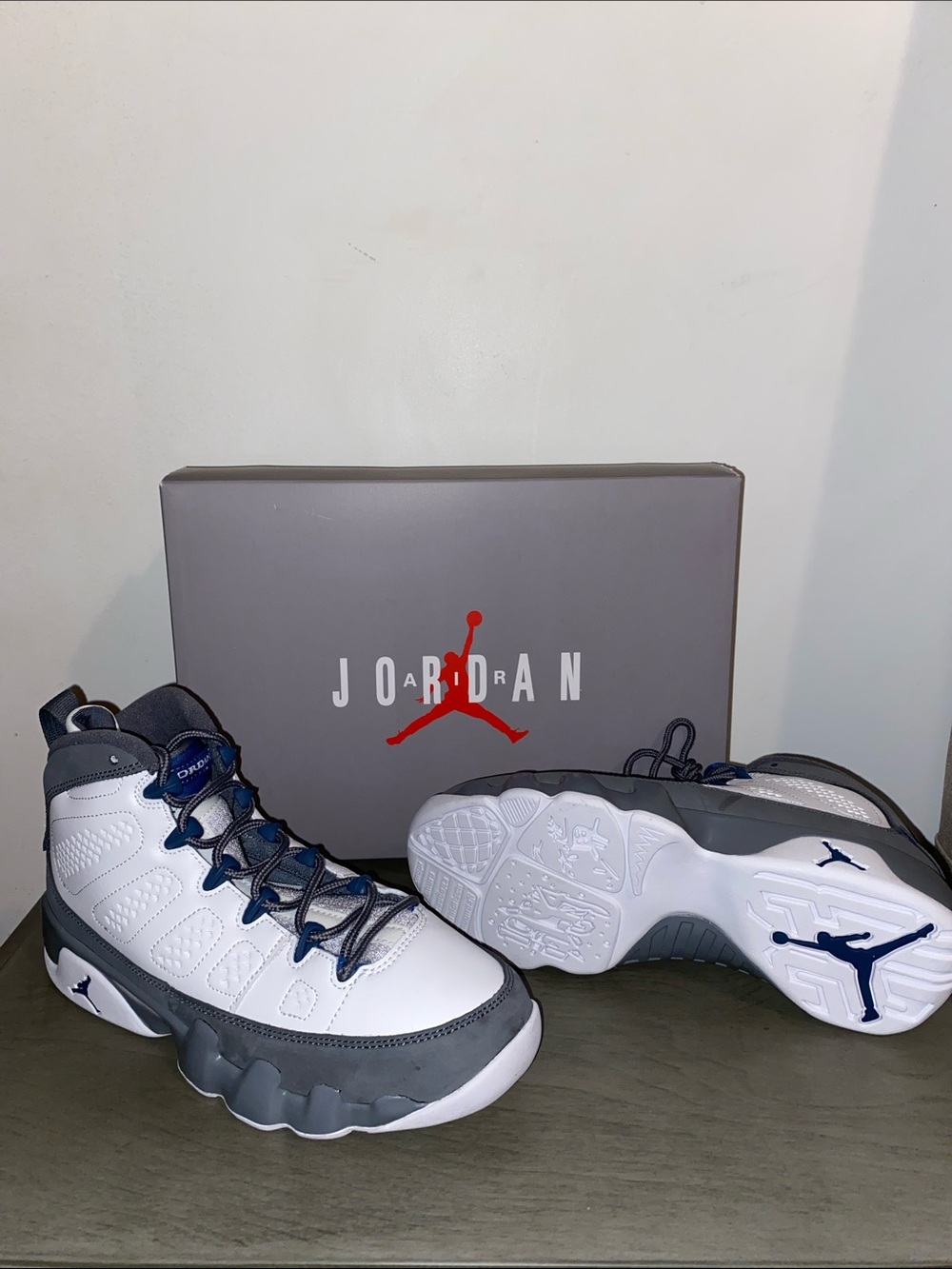 Brand new never worn, authentic,Jordan White, Gray & Navy Retro Basketball Shoes